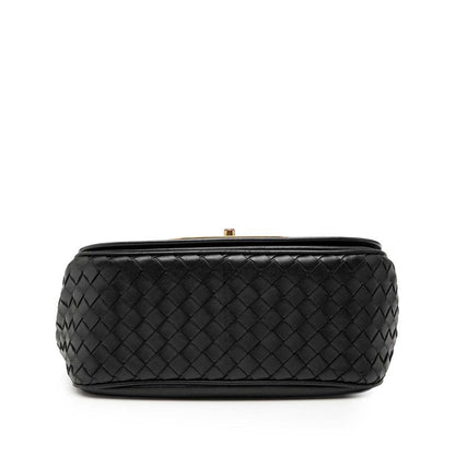Bottega Veneta Intrecciato Crossbody Shoulder Bag Black Leather