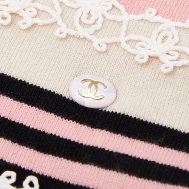 Chanel Coco Button Sleeveless Knit Dress 38 Multicolor Pink Multicolor- Pink Beige