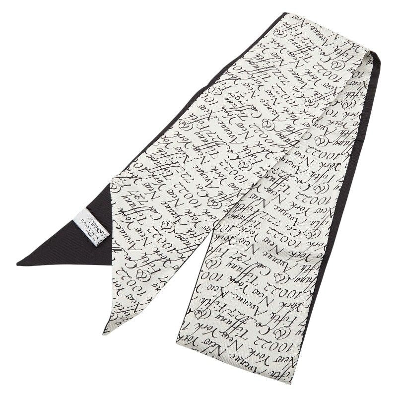 Tiffany & Co Scarf Ribbon White Black Silk