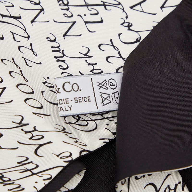 Tiffany & Co Scarf Ribbon White Black Silk