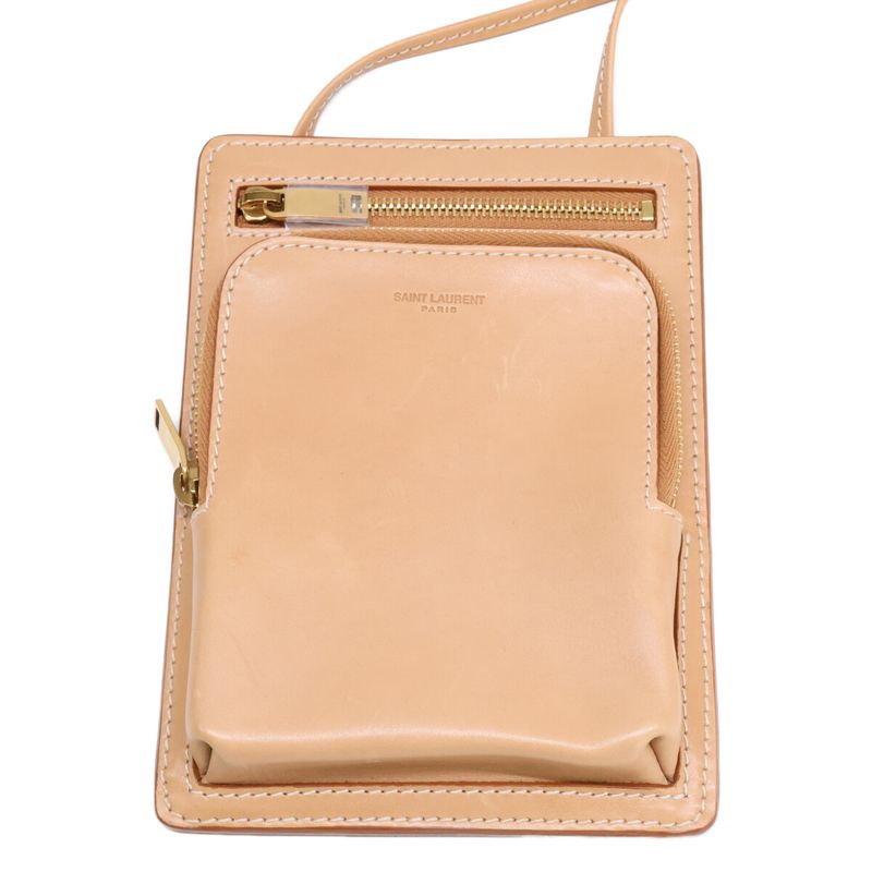 Saint Laurent Paris Leather Pouch Cross ) Cream