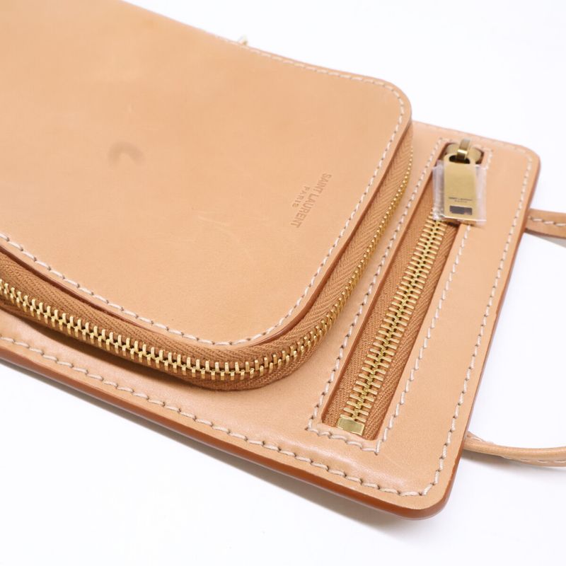 Saint Laurent Paris Leather Pouch Cross ) Cream