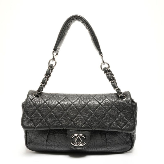 Chanel Shoulder Bag Quilted Chain Silver
