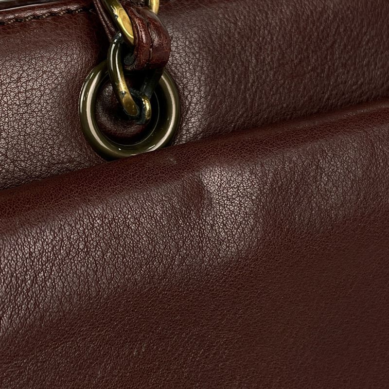 Chanel CC Logo Chain Handbag Tote Leather Brown
