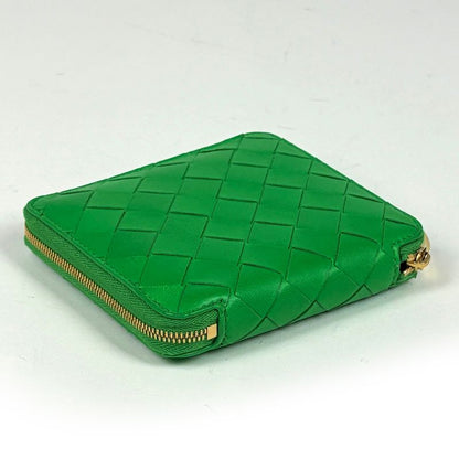 Bottega Veneta Intrecciato Wallet Zip Around Bifold Leather Green