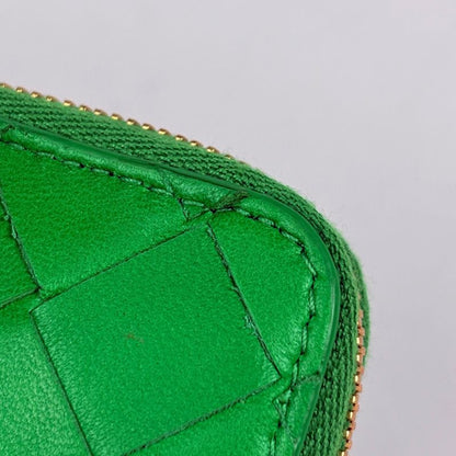 Bottega Veneta Intrecciato Wallet Zip Around Bifold Leather Green