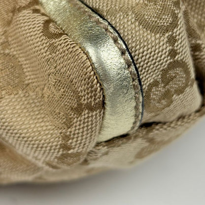 Gucci GG Pattern Shoulder Bag Abbey Logo Canvas Beige Gold