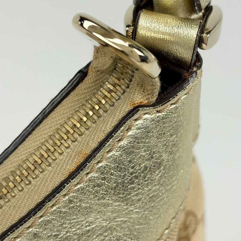 Gucci GG Pattern Shoulder Bag Abbey Logo Canvas Beige Gold