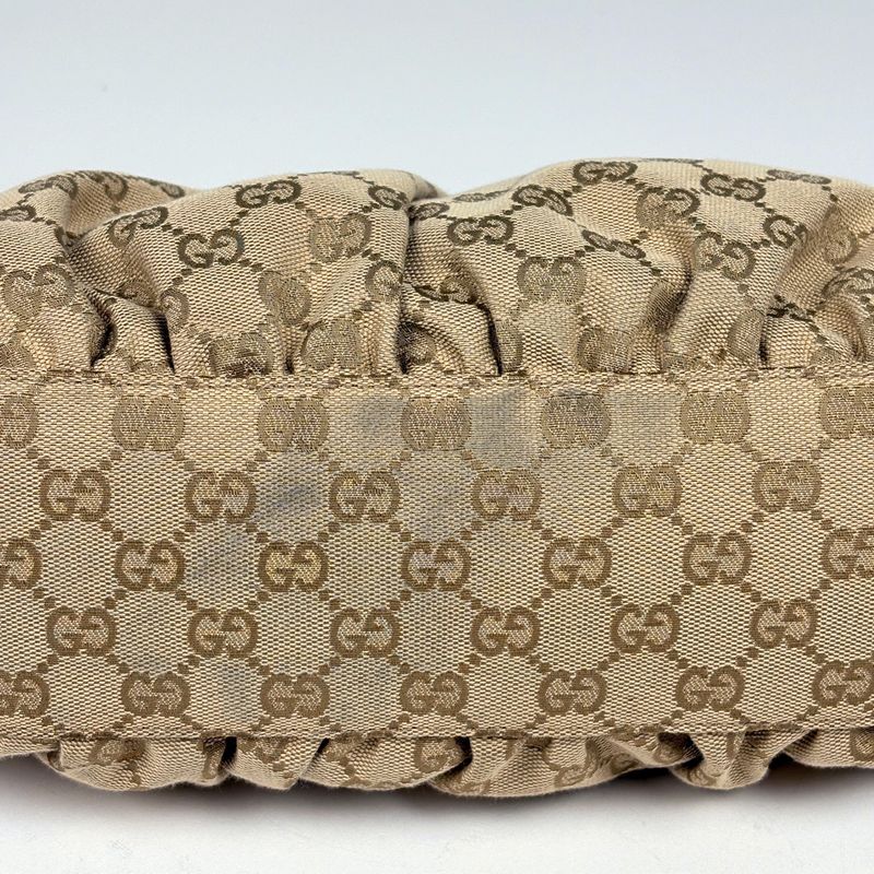 Gucci GG Pattern Shoulder Bag Abbey Logo Canvas Beige Gold