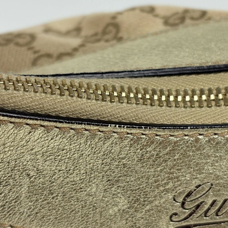 Gucci GG Pattern Shoulder Bag Abbey Logo Canvas Beige Gold