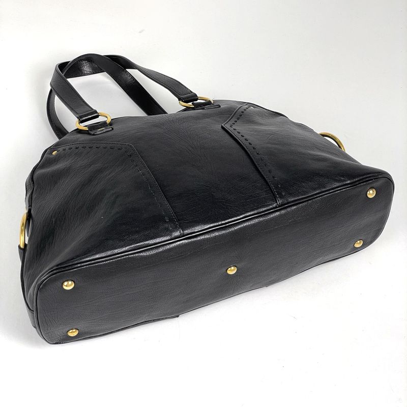 Saint Laurent Yves Muse Handbag Logo Leather Black