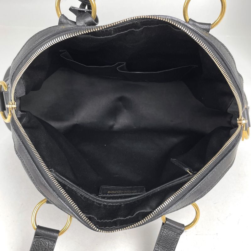 Saint Laurent Yves Muse Handbag Logo Leather Black