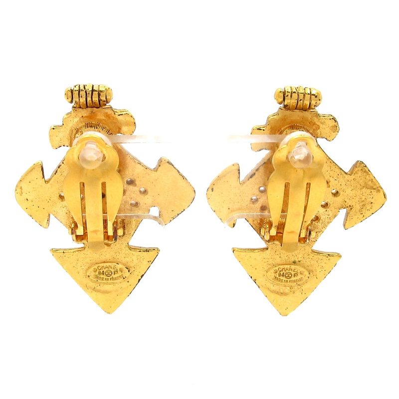 Chanel Earrings Gold Cross