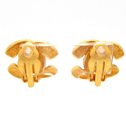 Chanel Earrings Gold Quilted