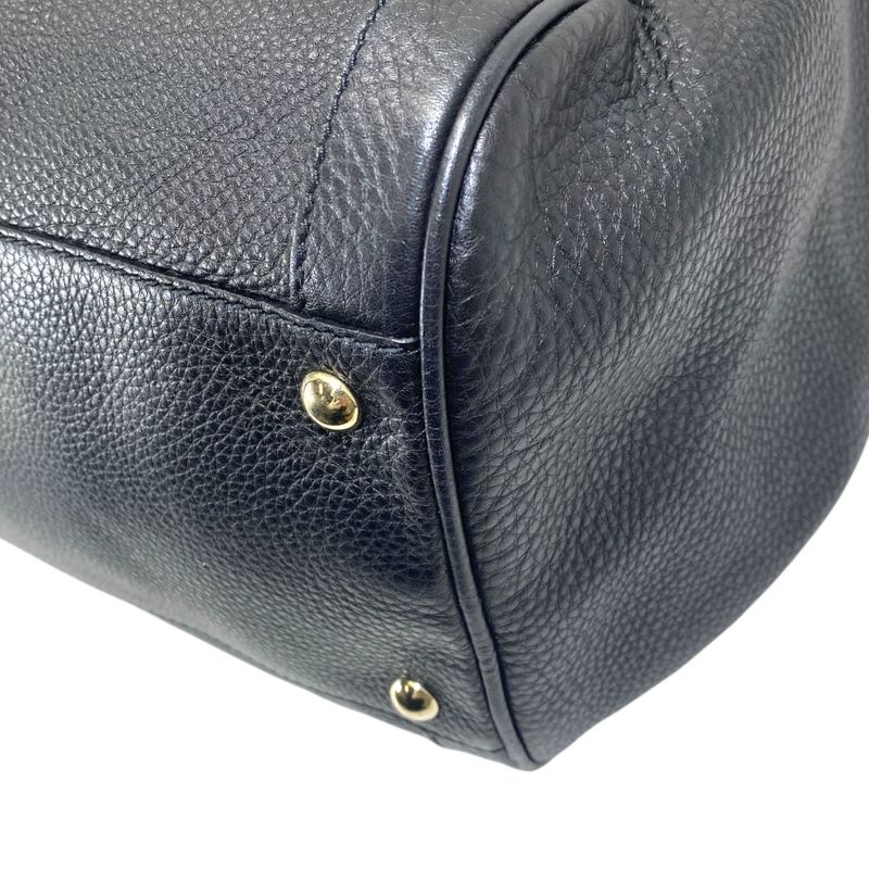 Gucci Soho Leather Mini Boston Bag Interlocking GG Logo Black