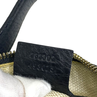 Gucci Soho Leather Mini Boston Bag Interlocking GG Logo Black