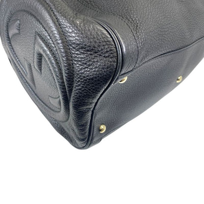 Gucci Soho Leather Mini Boston Bag Interlocking GG Logo Black