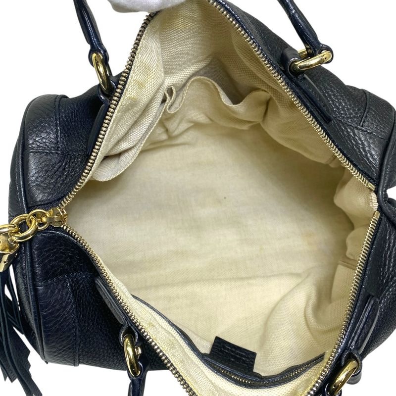 Gucci Soho Leather Mini Boston Bag Interlocking GG Logo Black