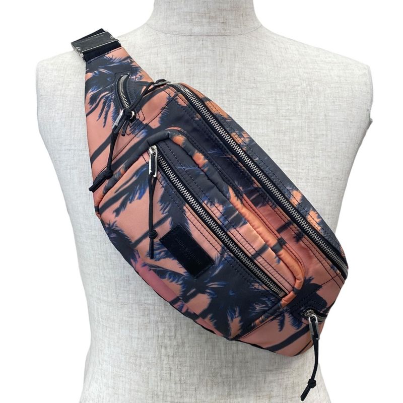 Saint Laurent Paris Palm Tree Pattern Nylon Pink Orange Belt Bag