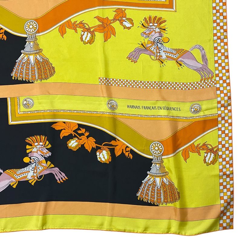 Hermes Scarf Carre 140 Large Shawl Harnais Francais en Sequences Horse Tack