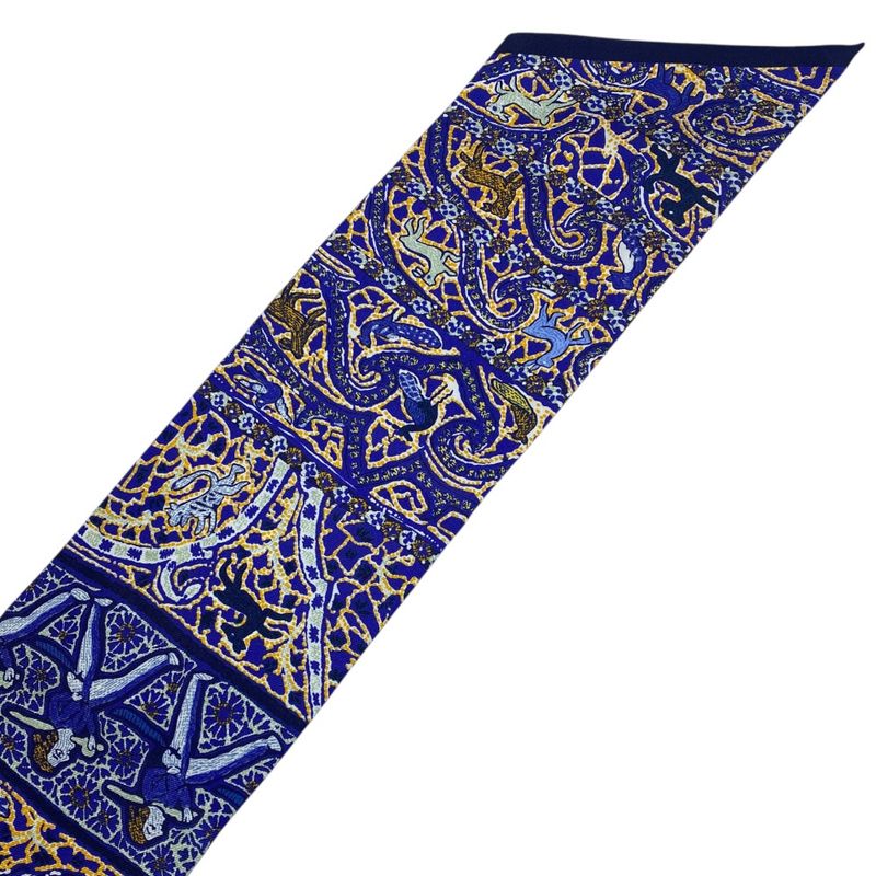 Hermes Maxi Twill Long Scarf Type Persian Equestrian Pattern Oriental