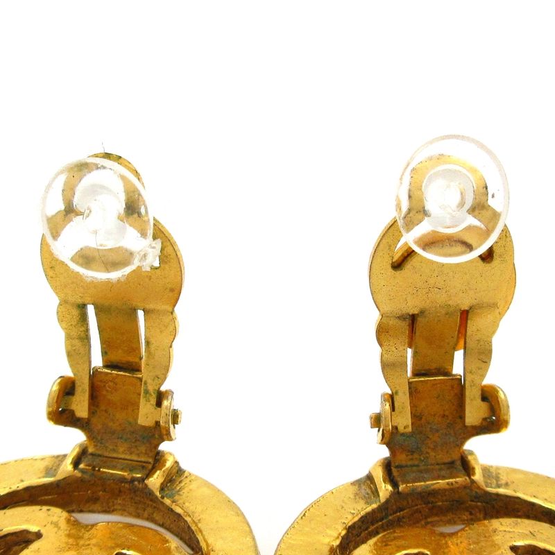 Chanel Earrings Gold Clear Gold X Clear