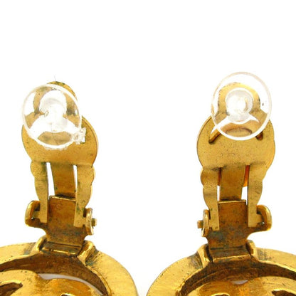 Chanel Earrings Gold Clear Gold X Clear