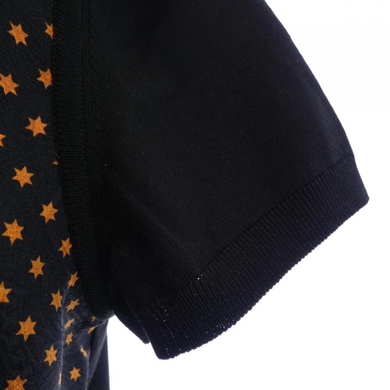 Hermes Eperon D'Or Bandana Twill Lane Knit Top Black Orange