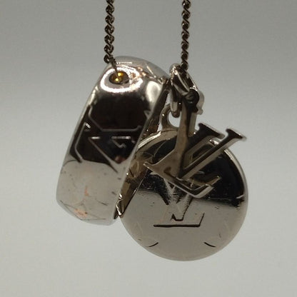 Louis Vuitton Monogram Ring Necklace Silver