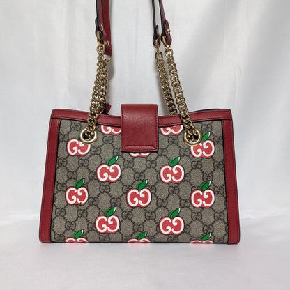 Gucci GG Supreme Apple Padlock Chain Shoulder Bag