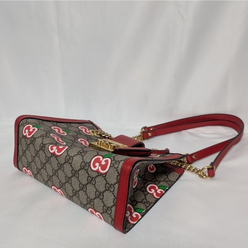 Gucci GG Supreme Apple Padlock Chain Shoulder Bag