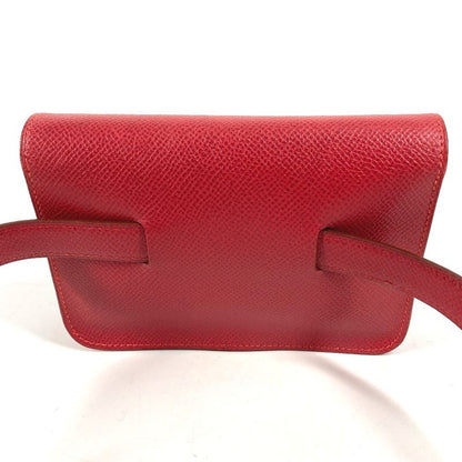 Hermes Belt Bag Pochette Green Leather Red X