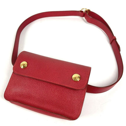 Hermes Belt Bag Pochette Green Leather Red X