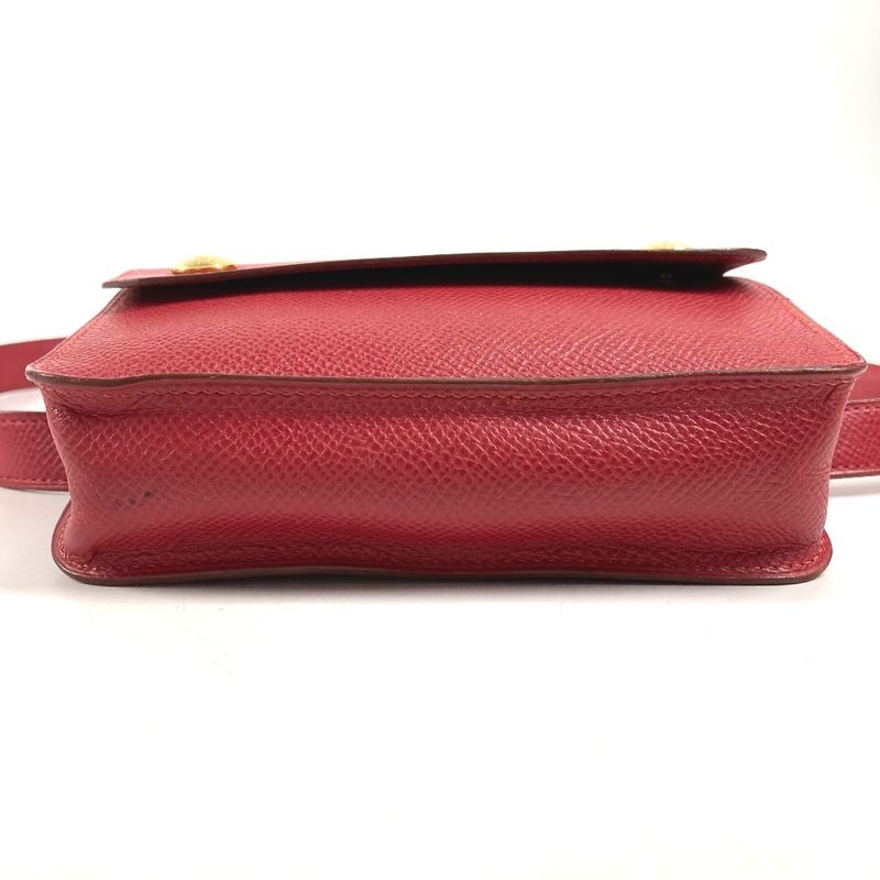 Hermes Belt Bag Pochette Green Leather Red X