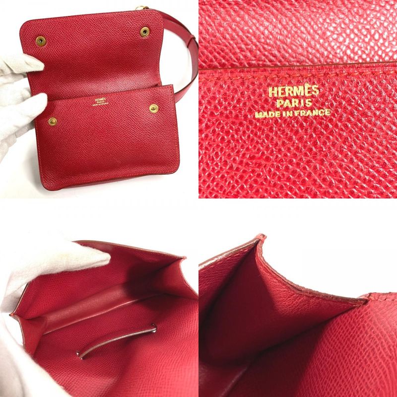 Hermes Belt Bag Pochette Green Leather Red X
