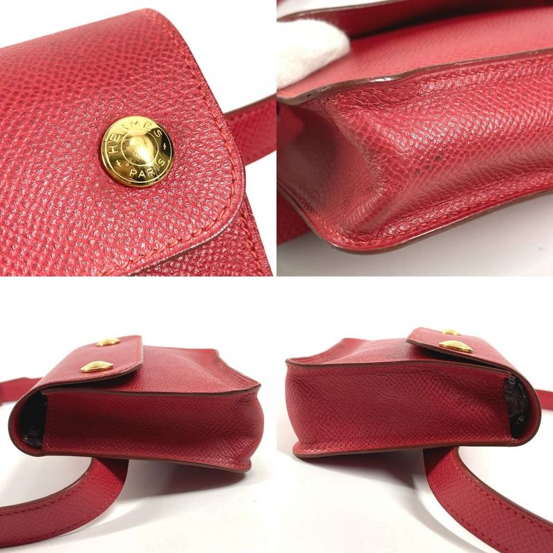 Hermes Belt Bag Pochette Green Leather Red X