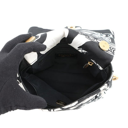 Chanel Chain Shoulder Bag Quilted CC Logo Diacoco Mini Nylon Cahnel Black White