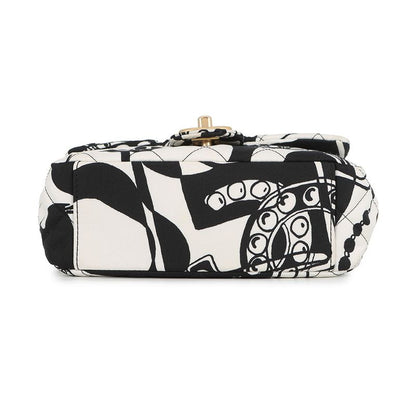Chanel Chain Shoulder Bag Quilted CC Logo Diacoco Mini Nylon Cahnel Black White