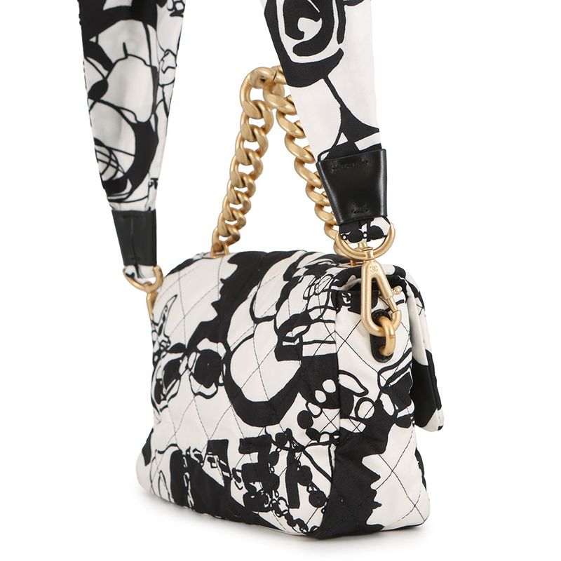 Chanel Chain Shoulder Bag Quilted CC Logo Diacoco Mini Nylon Cahnel Black White