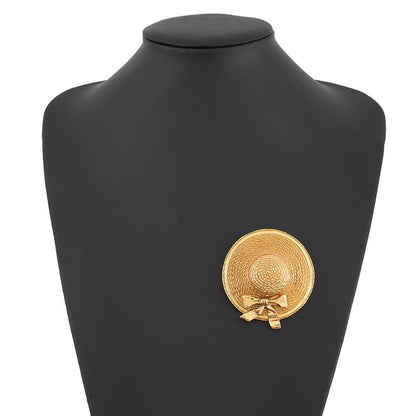 Chanel Brooch Straw Hat Motif Metal