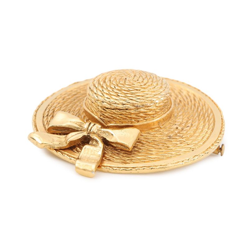 Chanel Brooch Straw Hat Motif Metal