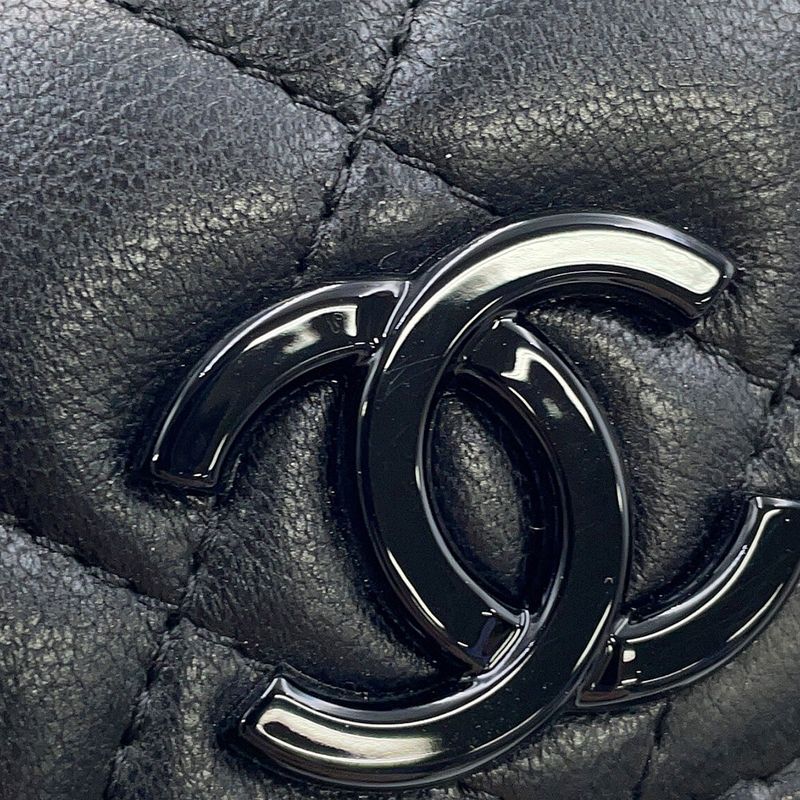 Chanel Belt Bag CC Logo Quilted Mini Chain Lambskin Black Multicolor