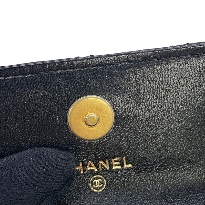 Chanel Belt Bag CC Logo Quilted Mini Chain Lambskin Black Multicolor