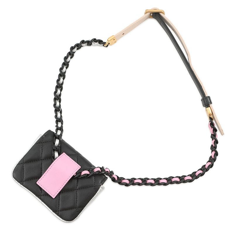 Chanel Belt Bag CC Logo Quilted Mini Chain Lambskin Black Multicolor