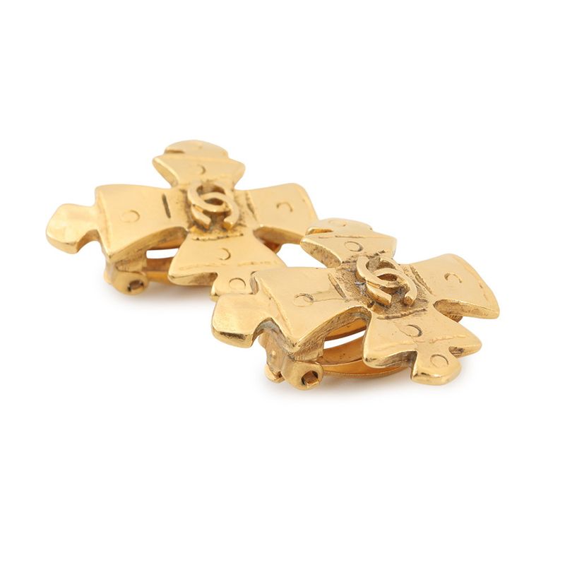 Chanel Earrings CC Logo Cross Metal