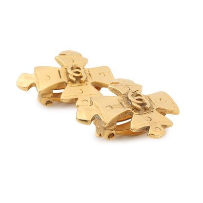 Chanel Earrings CC Logo Cross Metal