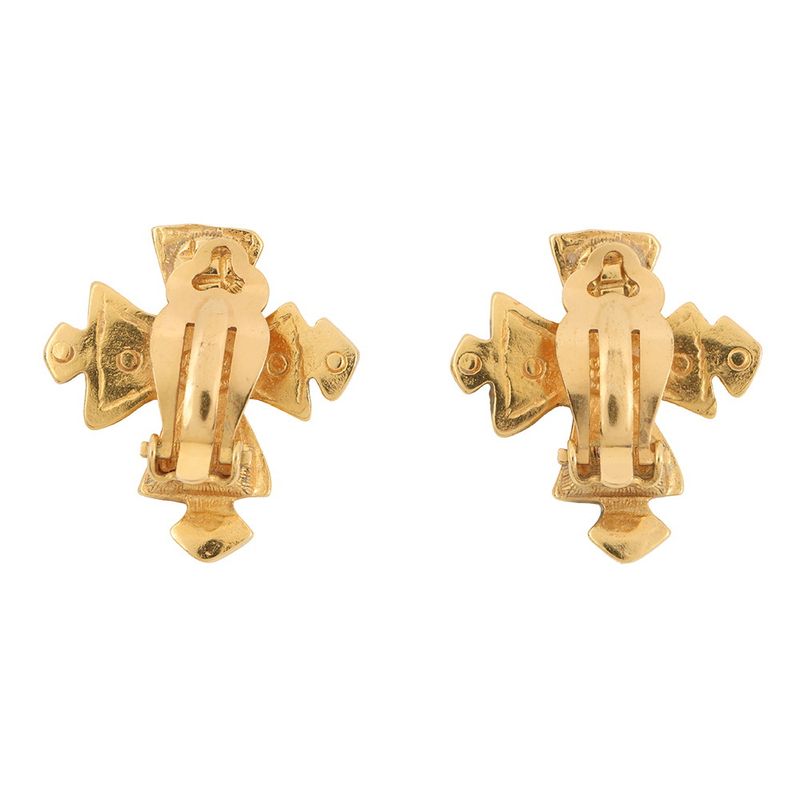 Chanel Earrings CC Logo Cross Metal