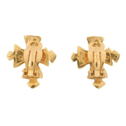 Chanel Earrings CC Logo Cross Metal