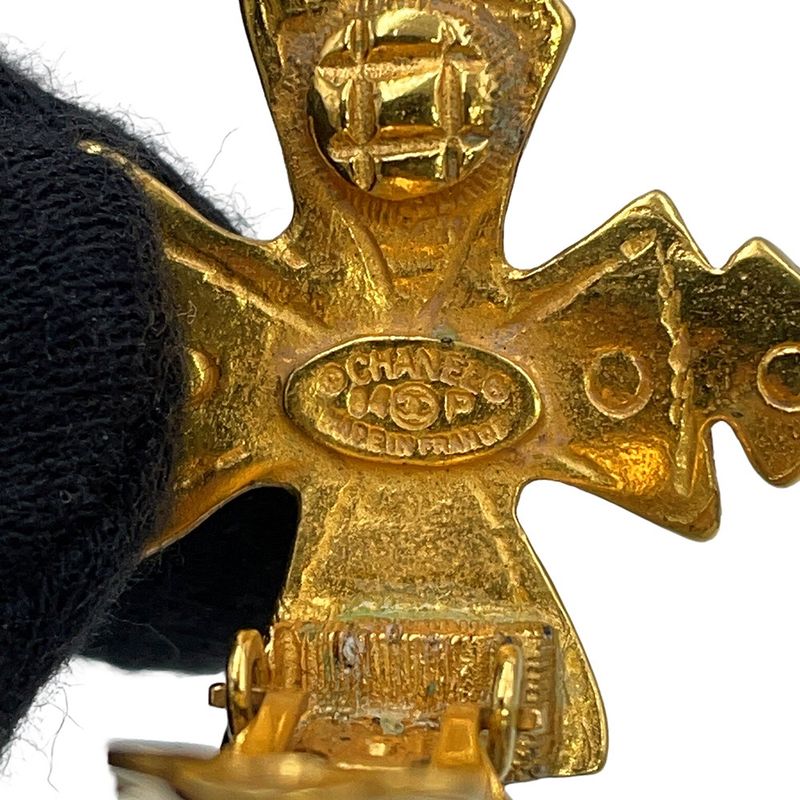 Chanel Earrings CC Logo Cross Metal