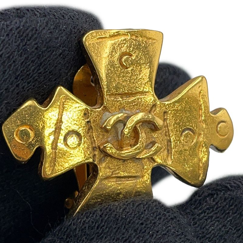 Chanel Earrings CC Logo Cross Metal